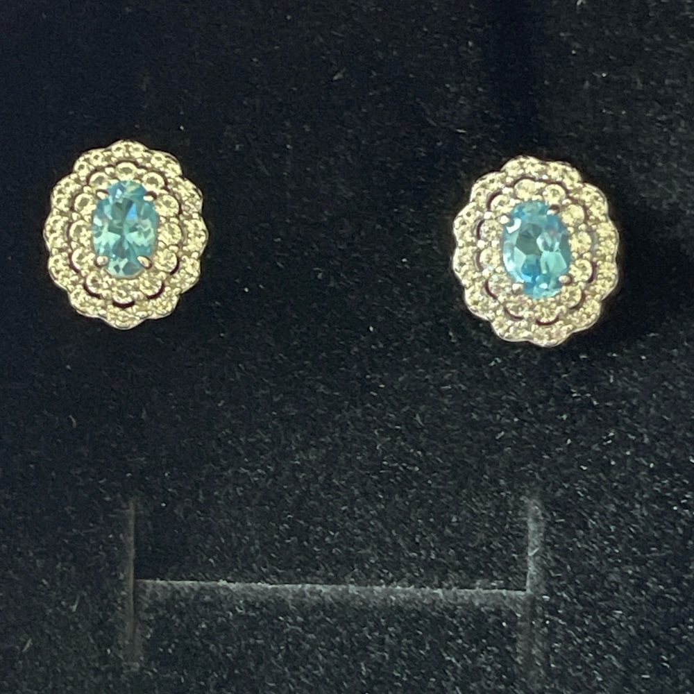 NEW IN BOX Blue Topaz Sterling Silver Earrings